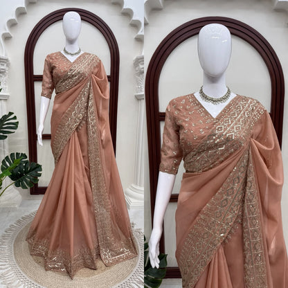 Designer Saree – Elegance Redefined ✨ Fall in love with this stunning saree in an eye-catching shade, crafted with finesse and rich detailing. A perfect blend of grace and glam!