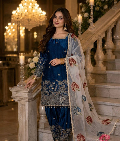 New 🦋 Đěsigner Party Wear Look Pur Fendi Silk Top & Farshi Palazzo With Dupatta set
