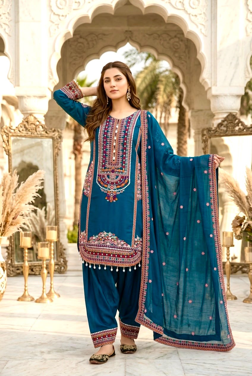 NEW DESIGNER HEAVY MAL CHANDERI TOP PLAZZO & DUPATTA SET