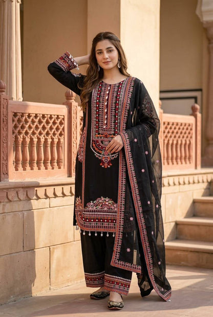 NEW DESIGNER HEAVY MAL CHANDERI TOP PLAZZO & DUPATTA SET