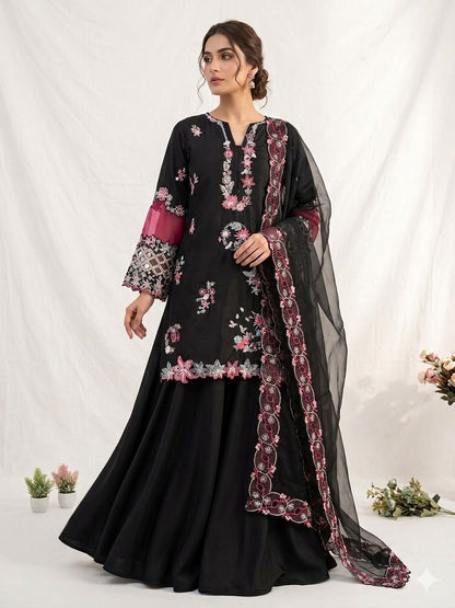 THIS WEDDING SEASON WEAR OUR BEAUTIFUL SEQUENCE EMBROIDERED WITH CUT WORKED TOP , PLAZZO WITH DUPATTA