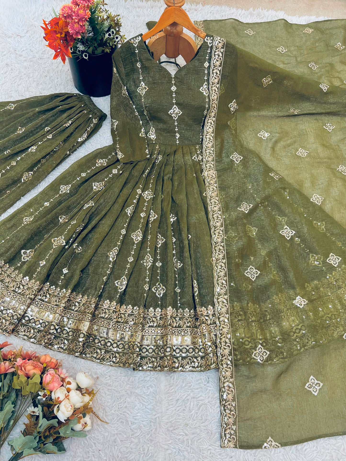 Elegant Heavy Embroidered Sequence Work Set