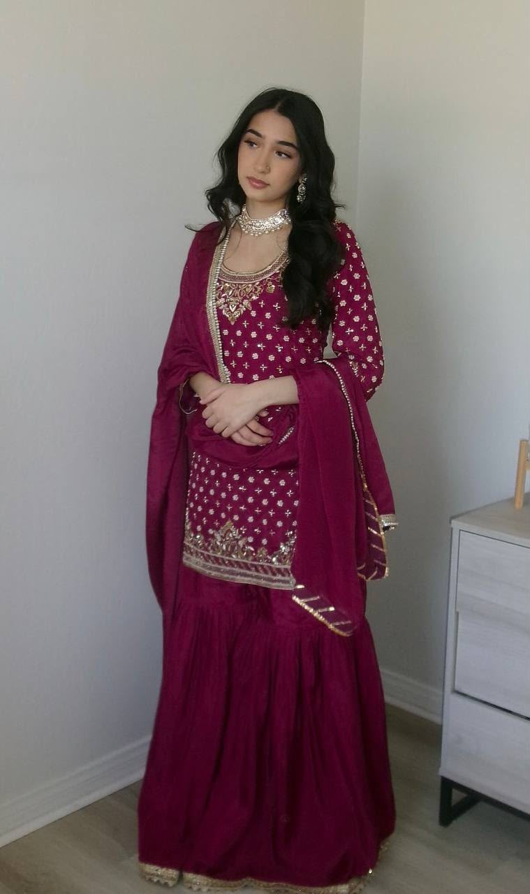 New Designer Party Sharara Suit & Dupatta Set