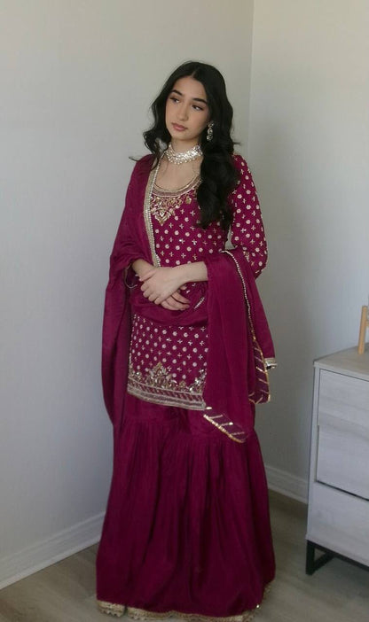 New Designer Party Sharara Suit & Dupatta Set