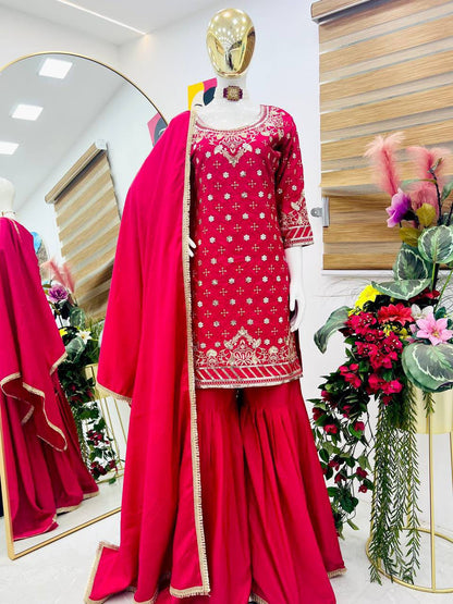 New Designer Party Sharara Suit & Dupatta Set