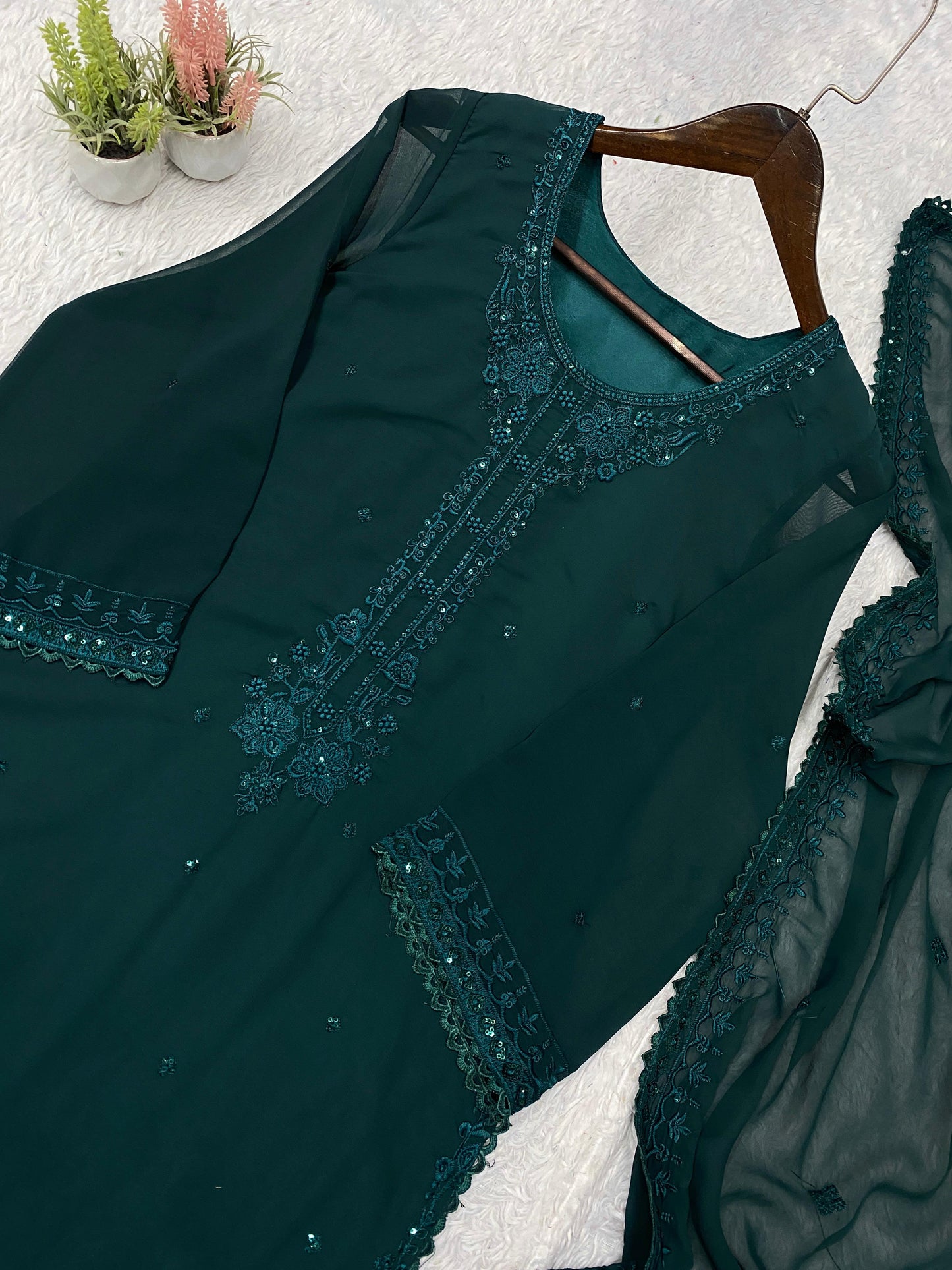THIS WEDDING SEASON WEAR OUR BEAUTIFUL SEQUENCE EMBROIDERED TOP , PANT WITH DUPATTA