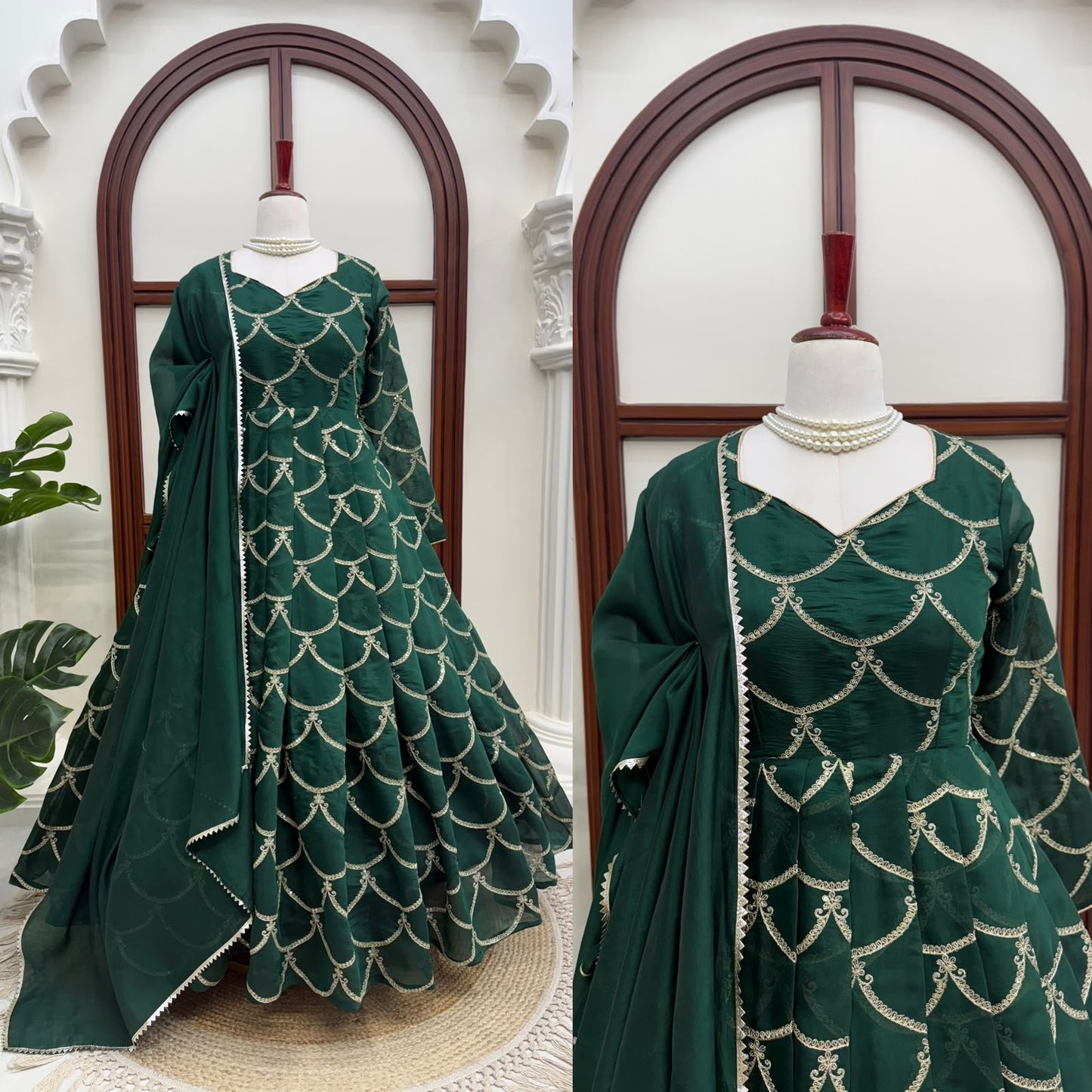 Designer Gown with Pent Set – Elegant Ethnic Wear ✨ 🎀 Crafted in Classy Tones with Premium Fabric & Detailing