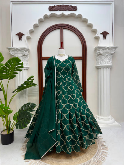 Designer Gown with Pent Set – Elegant Ethnic Wear ✨ 🎀 Crafted in Classy Tones with Premium Fabric & Detailing