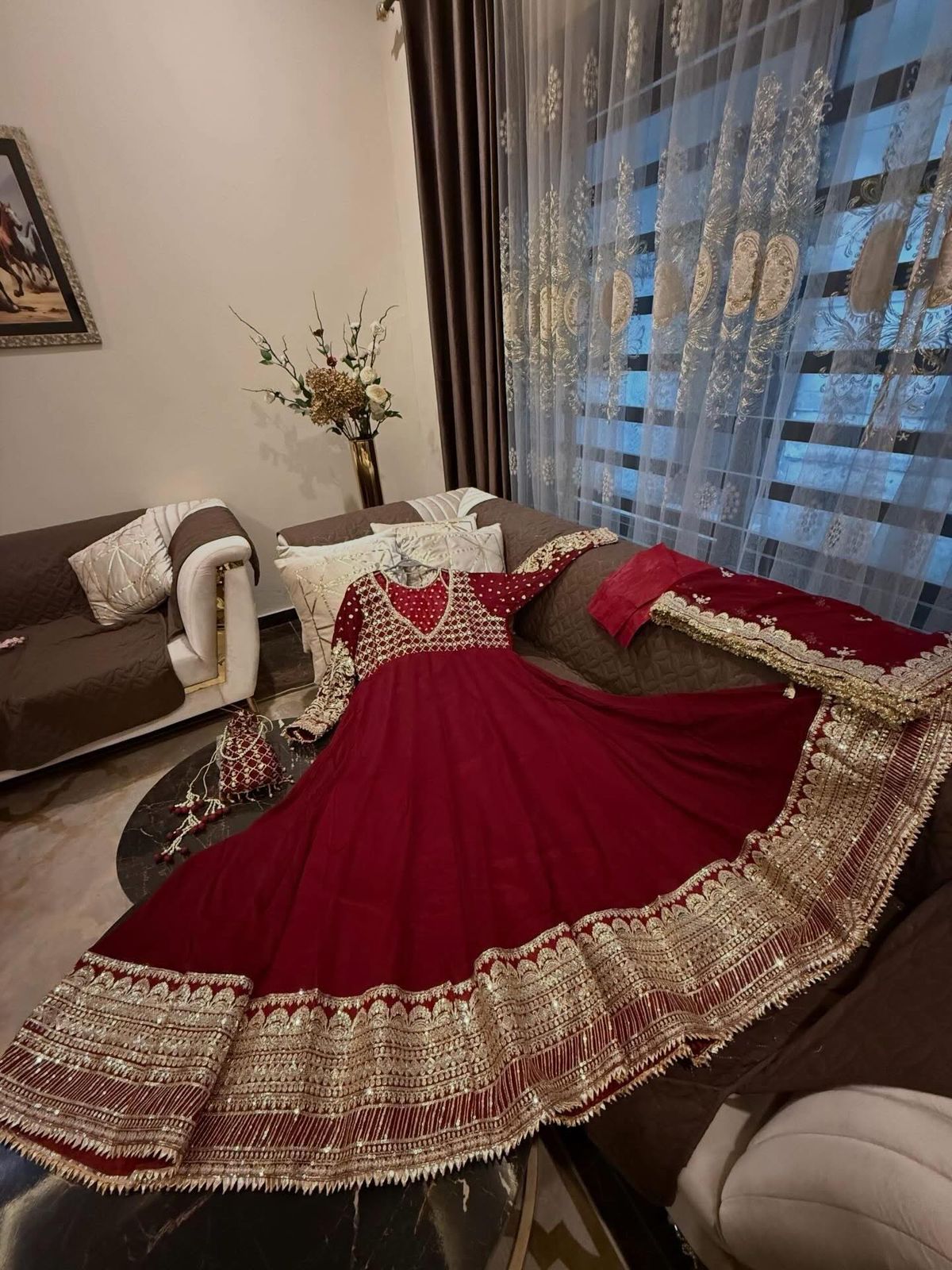 Designer Gown with Heavy sequence embroidery work Dupatta