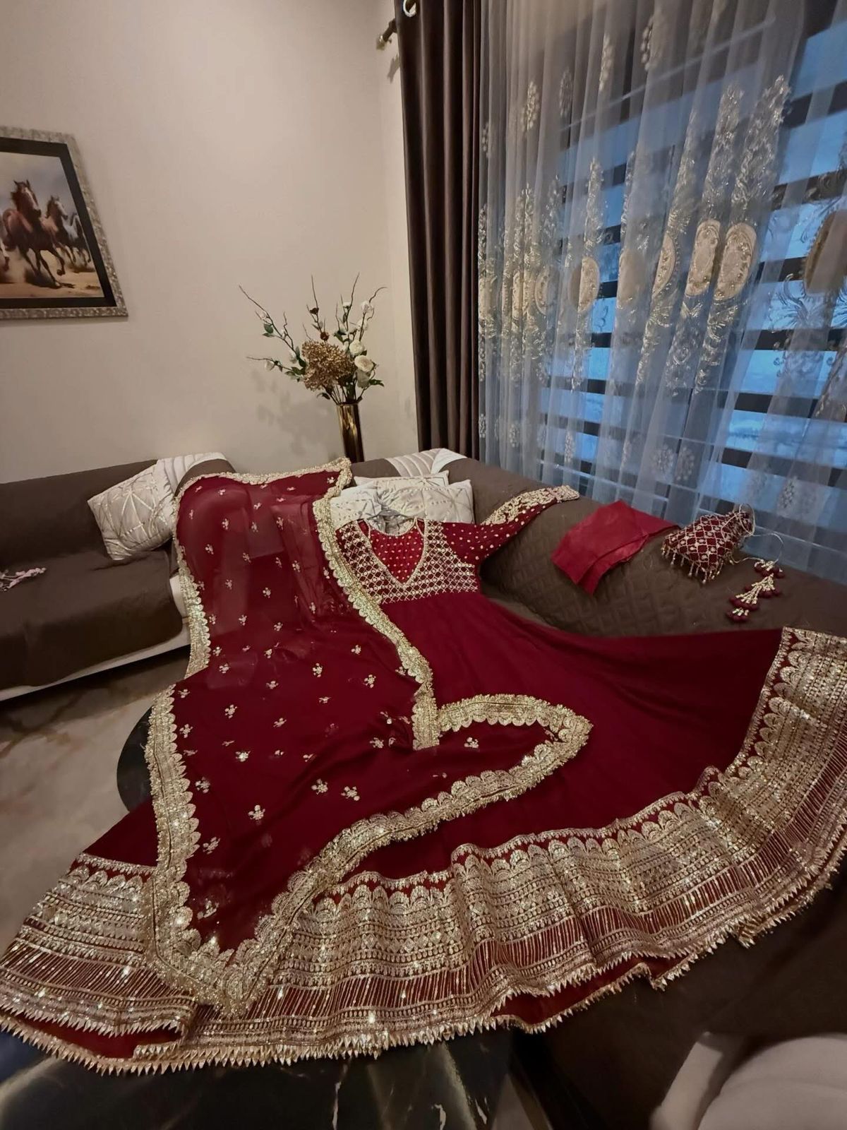 Designer Gown with Heavy sequence embroidery work Dupatta
