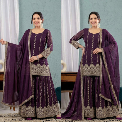 New Designer Party Wear Look Top , Sharara Plazzo  and Dupatta