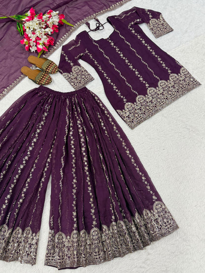 New Designer Party Wear Look Top , Sharara Plazzo  and Dupatta
