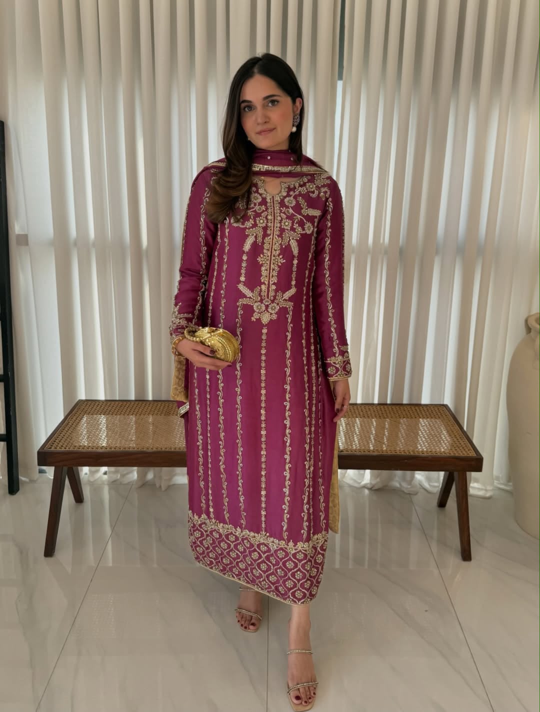 DESIRABLE FANCY LONG SUITS EMBROIDERY WORK TOP AND PENT WITH DUPATTA