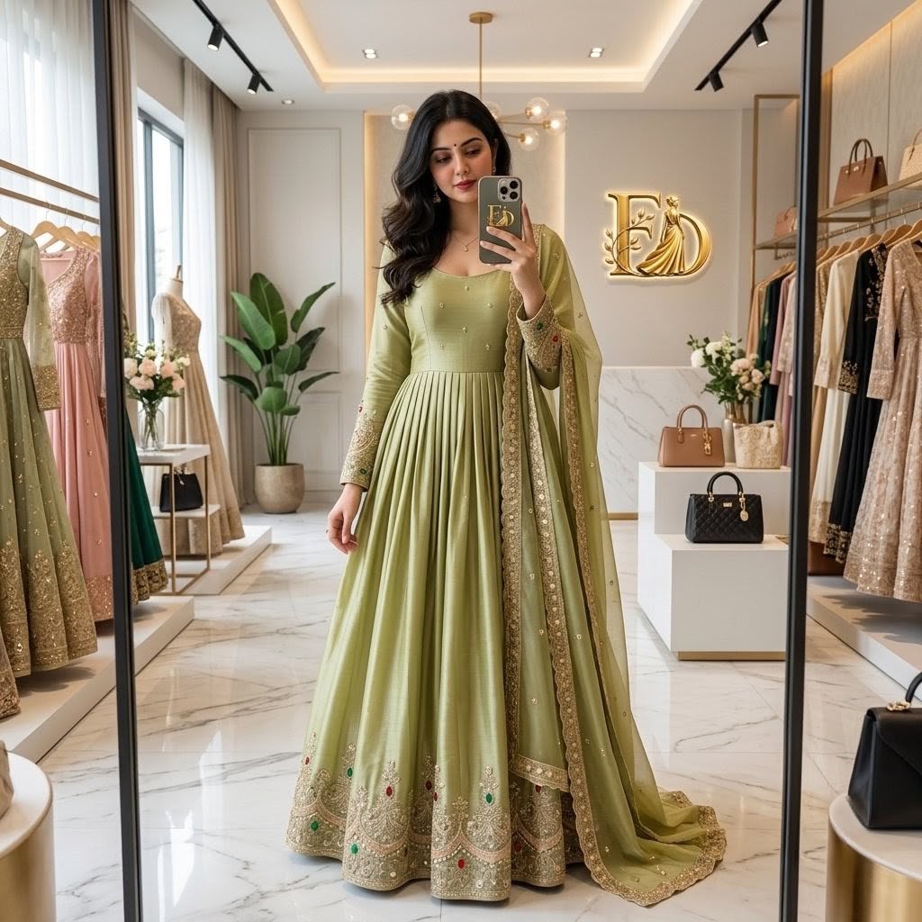 Trending zmy Silk*Gwon&Pent&dupatta         Reddy To Wear Look    Design