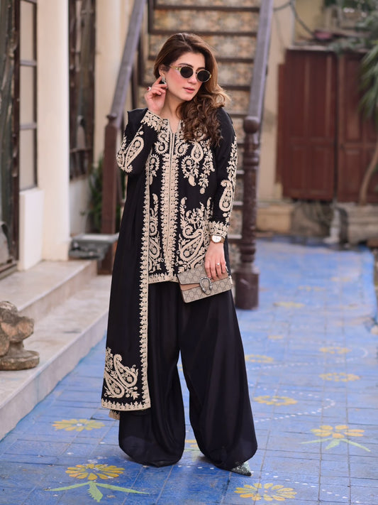 Designer Palzoo Set – Elegant Ethnic Wear ✨ 🎀 Crafted in Classy Tones with Premium Fabric & Detailing