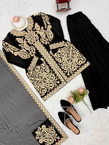 Designer Palzoo Set – Elegant Ethnic Wear ✨ 🎀 Crafted in Classy Tones with Premium Fabric & Detailing
