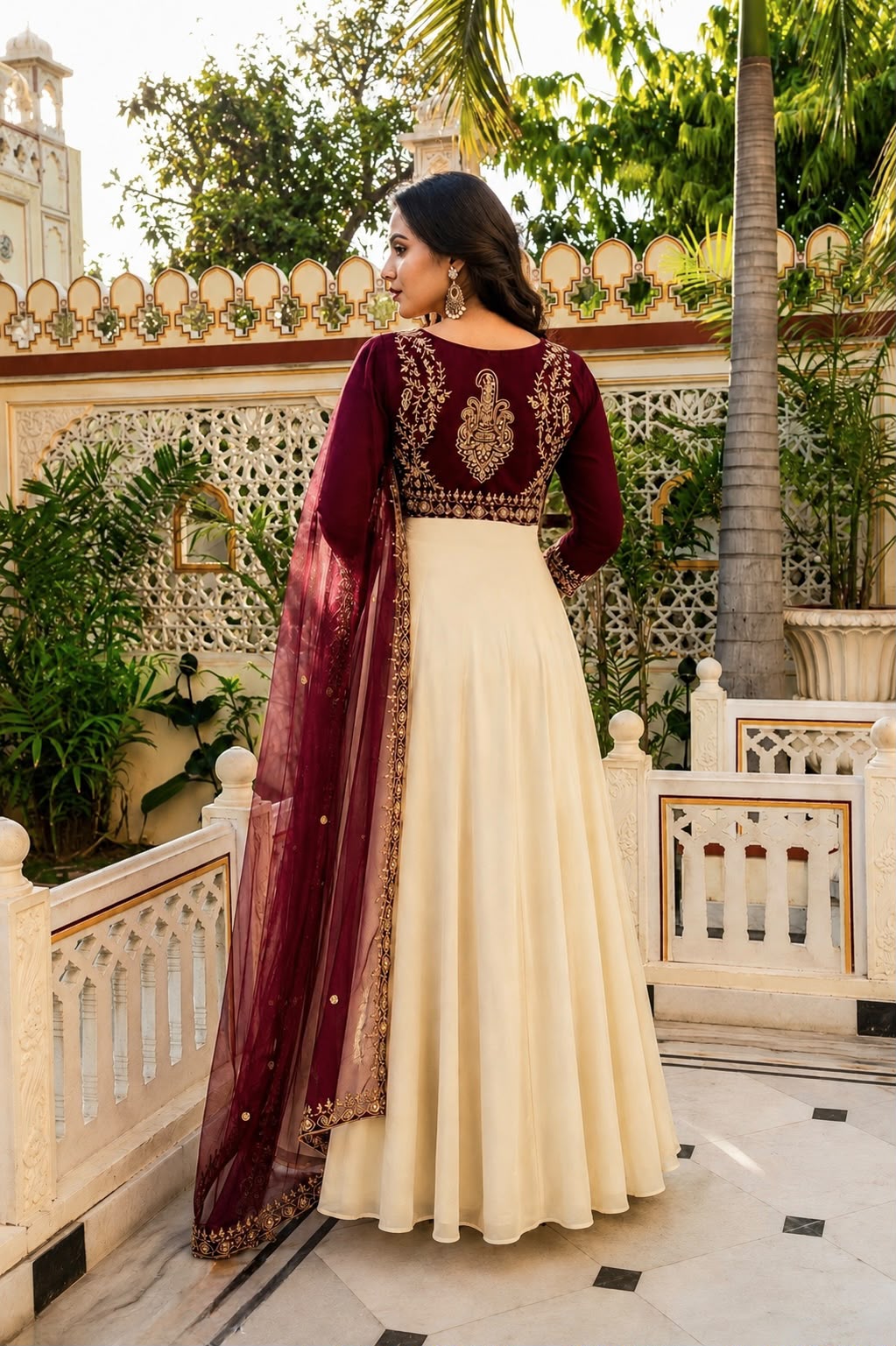 3 PIECE STYLISH GOWN WITH BEAUTIFUL  KOTI AND DUPATTA