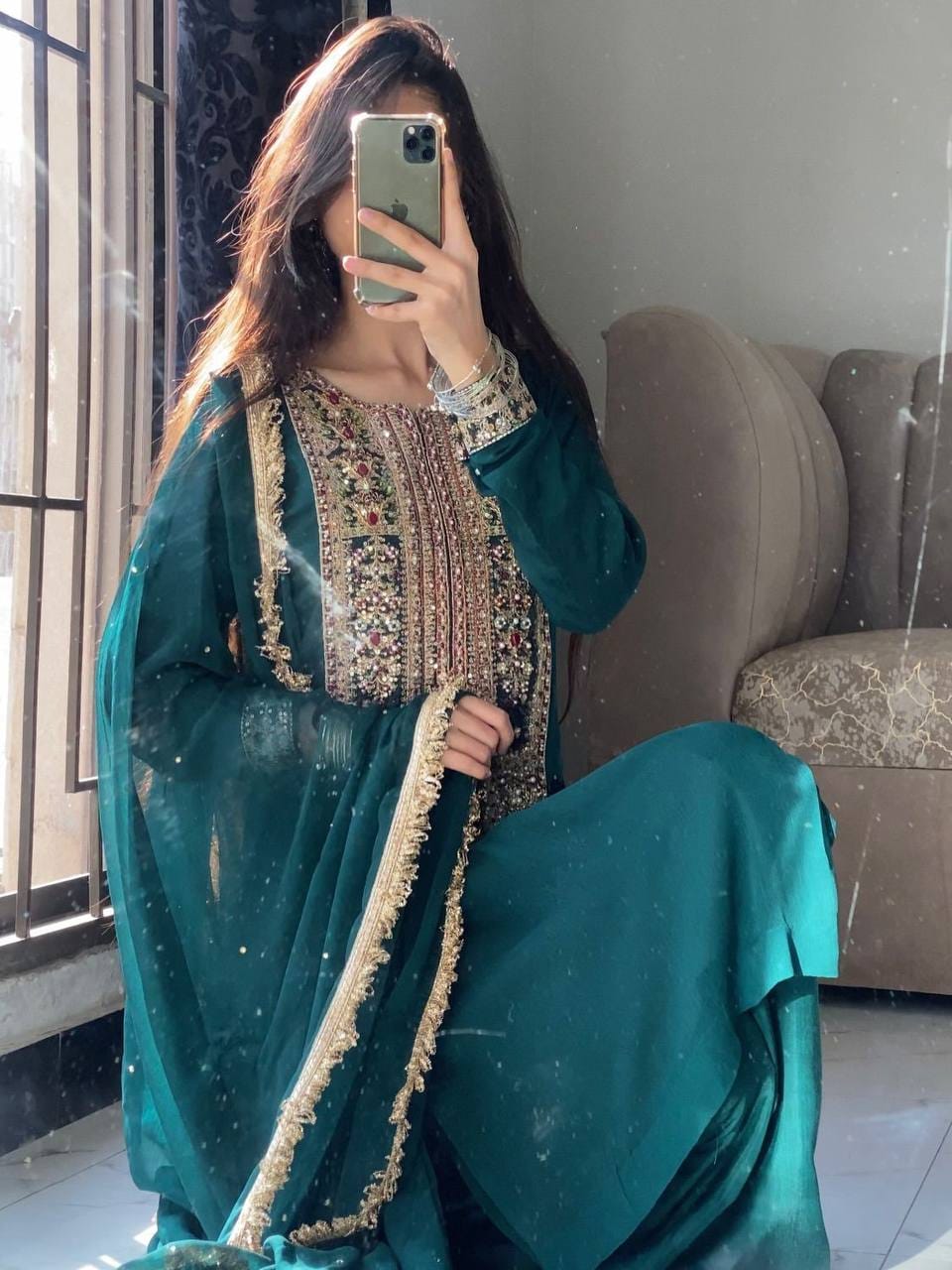 New Designer Party Top Pallazo & Dupatta Set