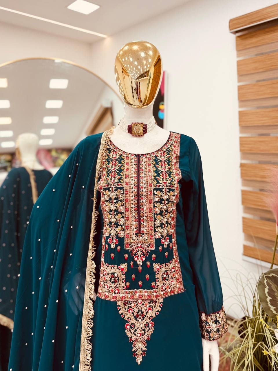 New Designer Party Top Pallazo & Dupatta Set