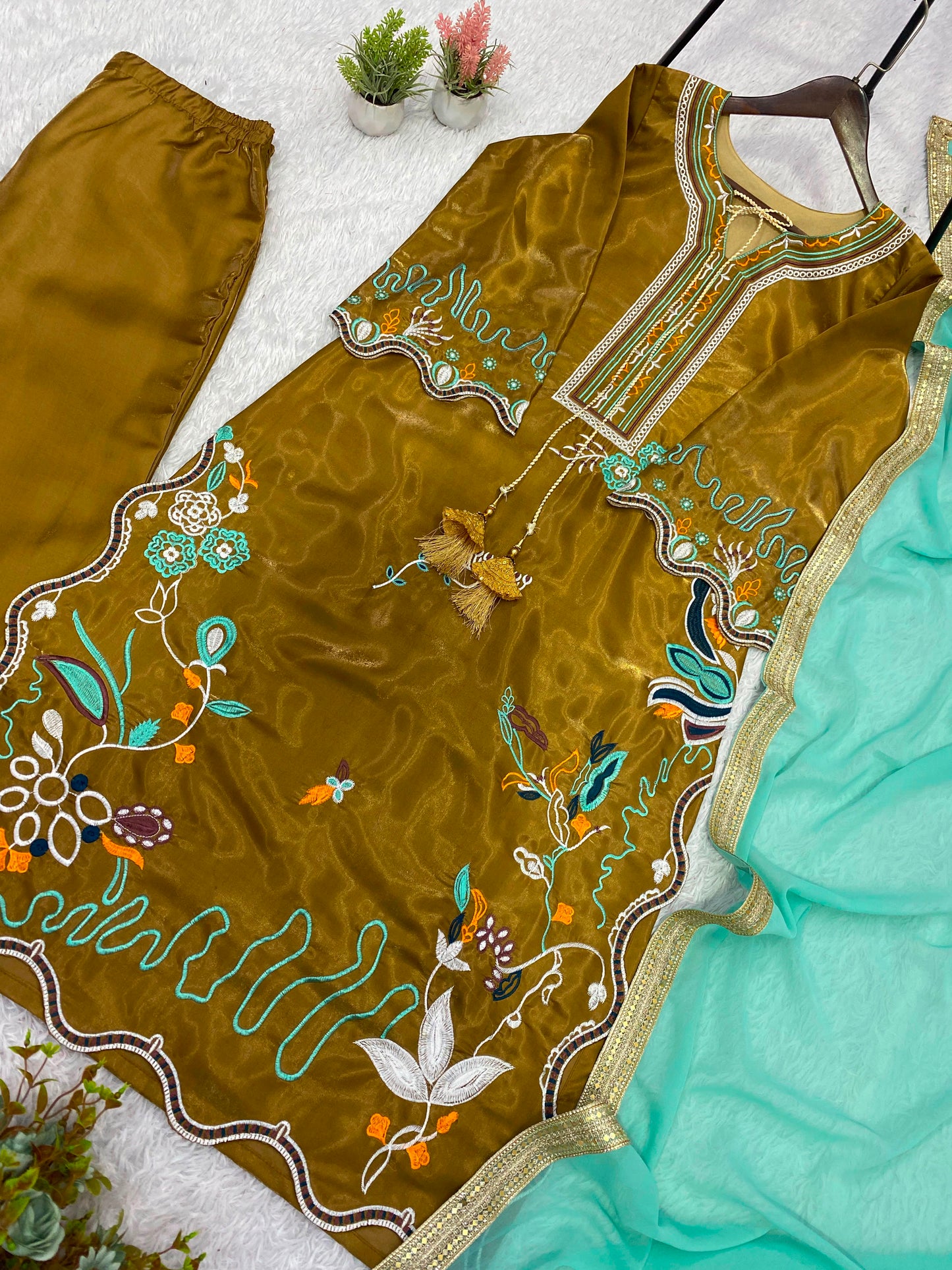 THIS WEDDING SEASON WEAR OUR BEAUTIFUL EMBROIDERED TOP, PANT WITH DUPATTA