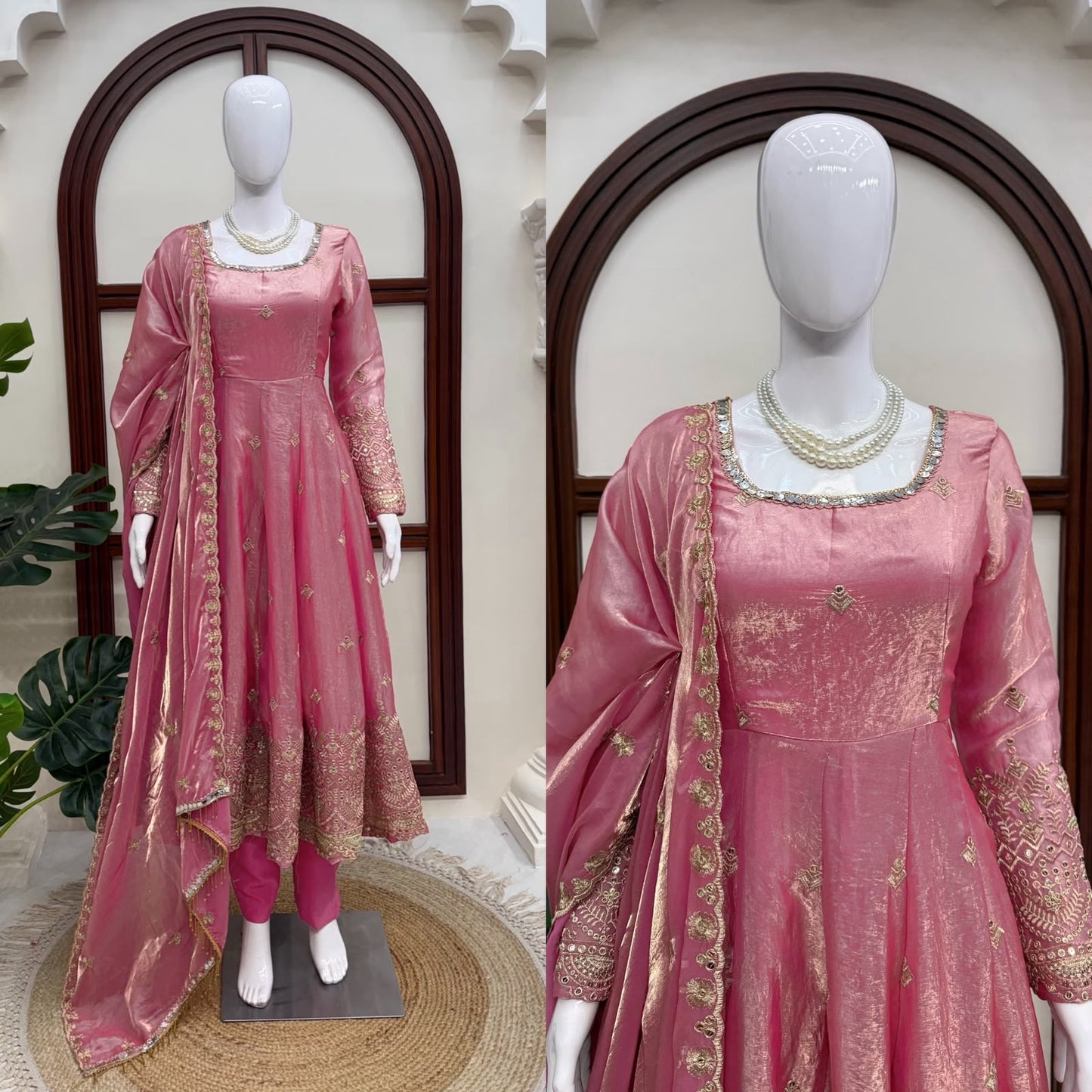Designer Gown with Pent Set – Elegant Ethnic Wear ✨ 🎀 Crafted in Classy Tones with Premium Fabric & Detailing