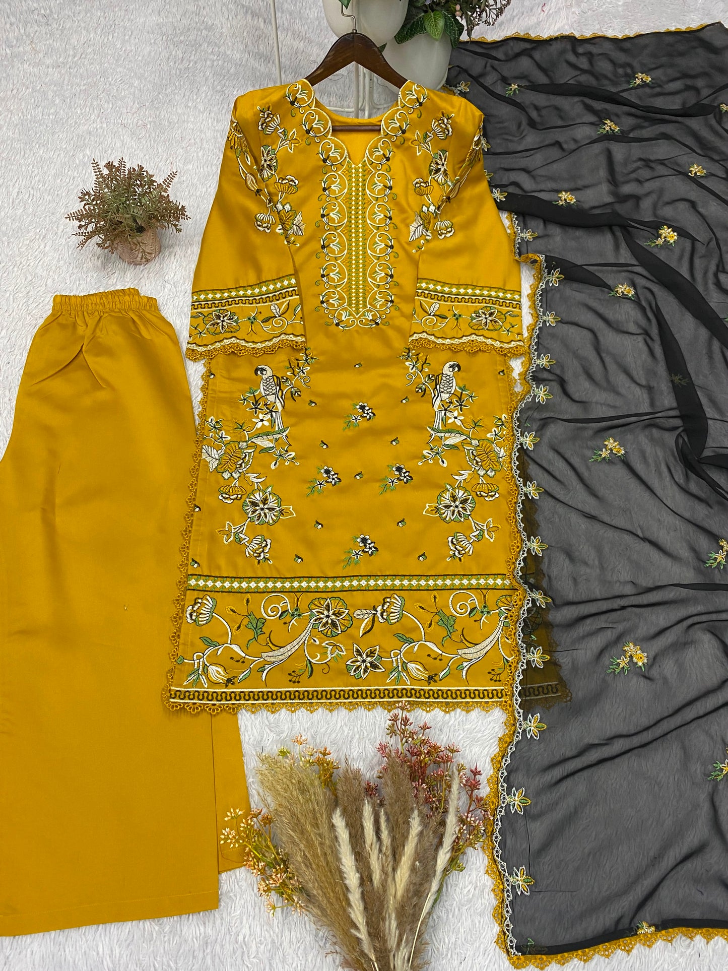 THIS WEDDING SEASON, TRY OUR DESIGNER EMBROIDERED WORKED TOP PLAZZO WITH DUPATTA