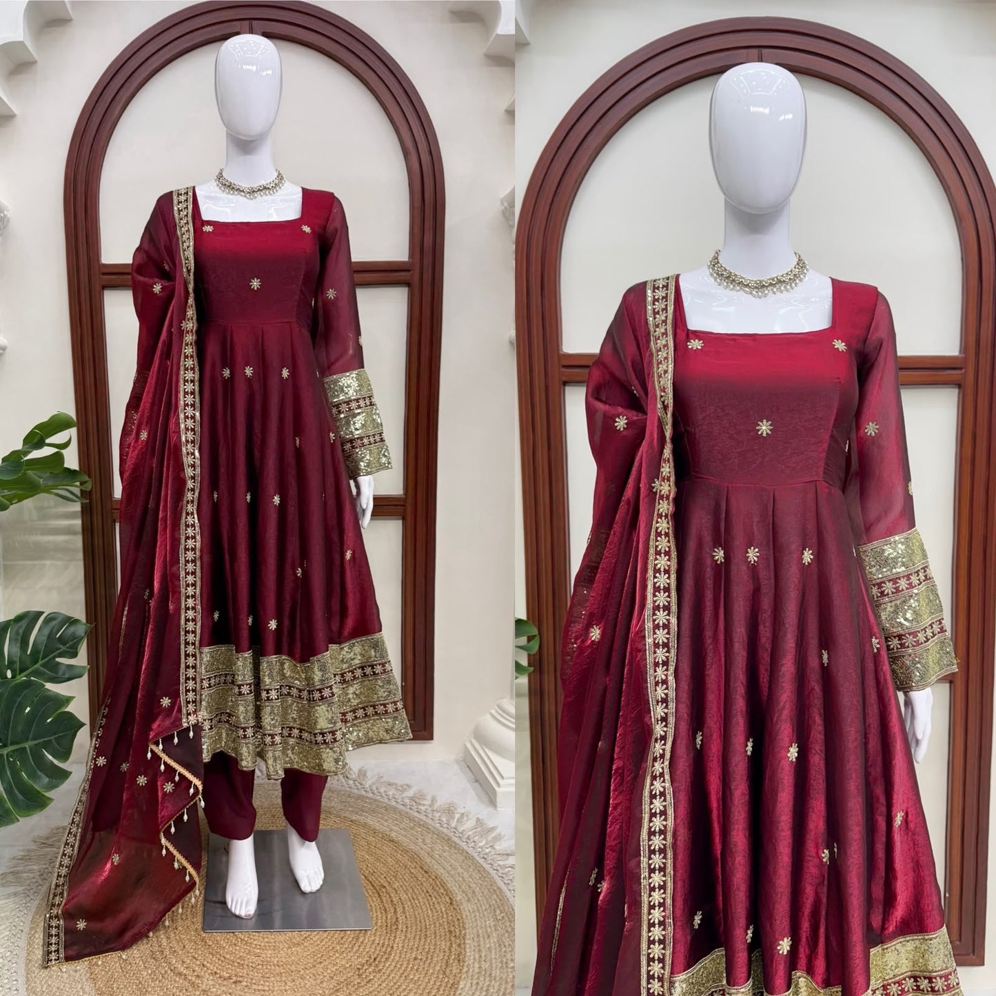 Designer Gown with Pent Set – Elegant Ethnic Wear ✨ 🎀 Crafted in Classy Tones with Premium Fabric & Detailing