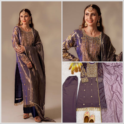 NEW READY TO WEAR DESIGN HEAVY EMBROIDERY AND SEQUENCE WORK TOP - WITH PENT WITH  DUPATTA