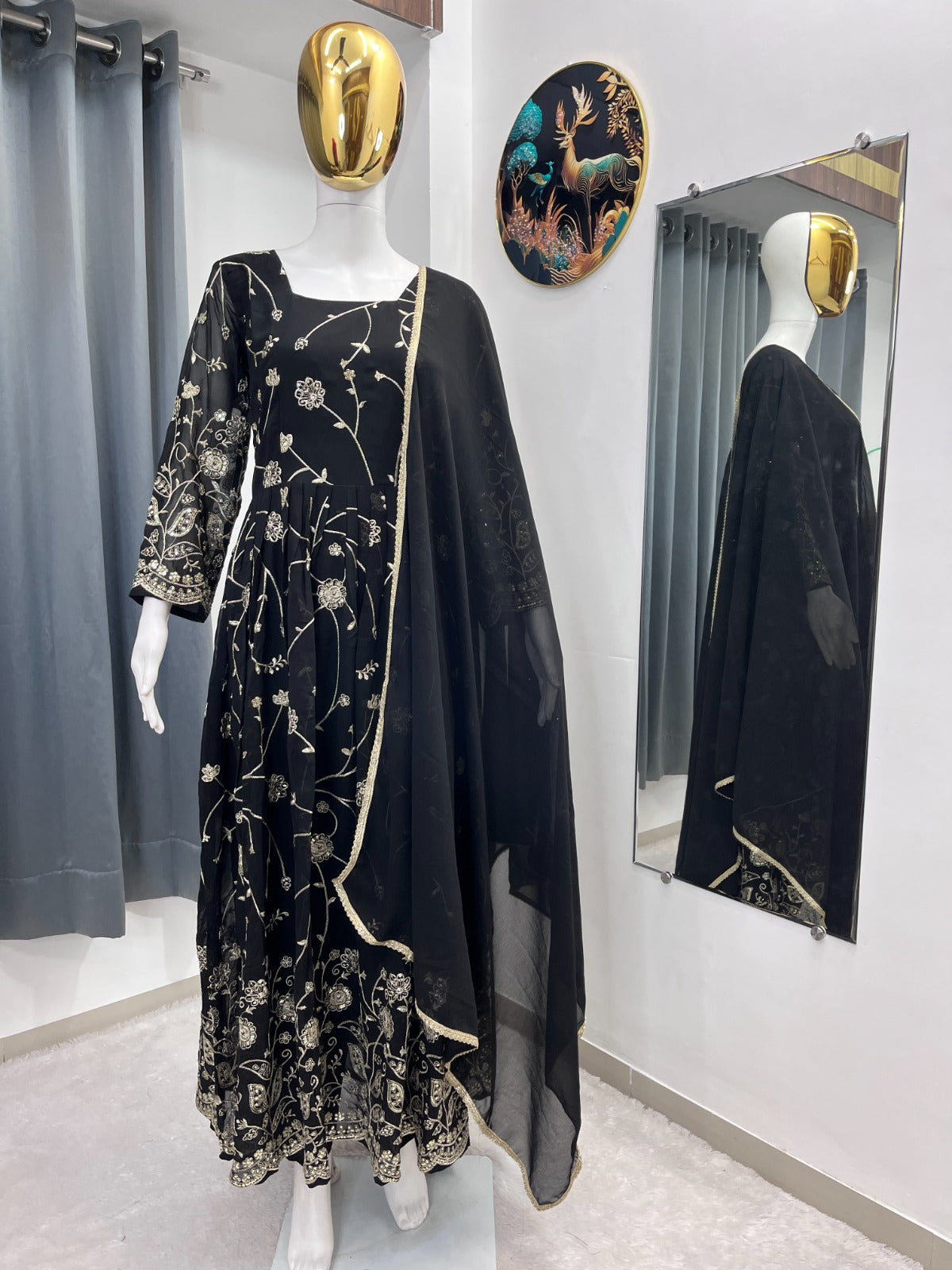HEAVY EMBROIDERY SEQUENCE WORK GOWN PENT & DUPATTA SET