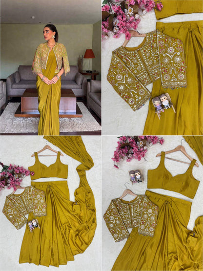 THE BEAUTY OF YOUR WARDROBE WITH THIS NEWLY LAUNCHED READY TO WEAR LEHENGA SAREE DESIGN SET