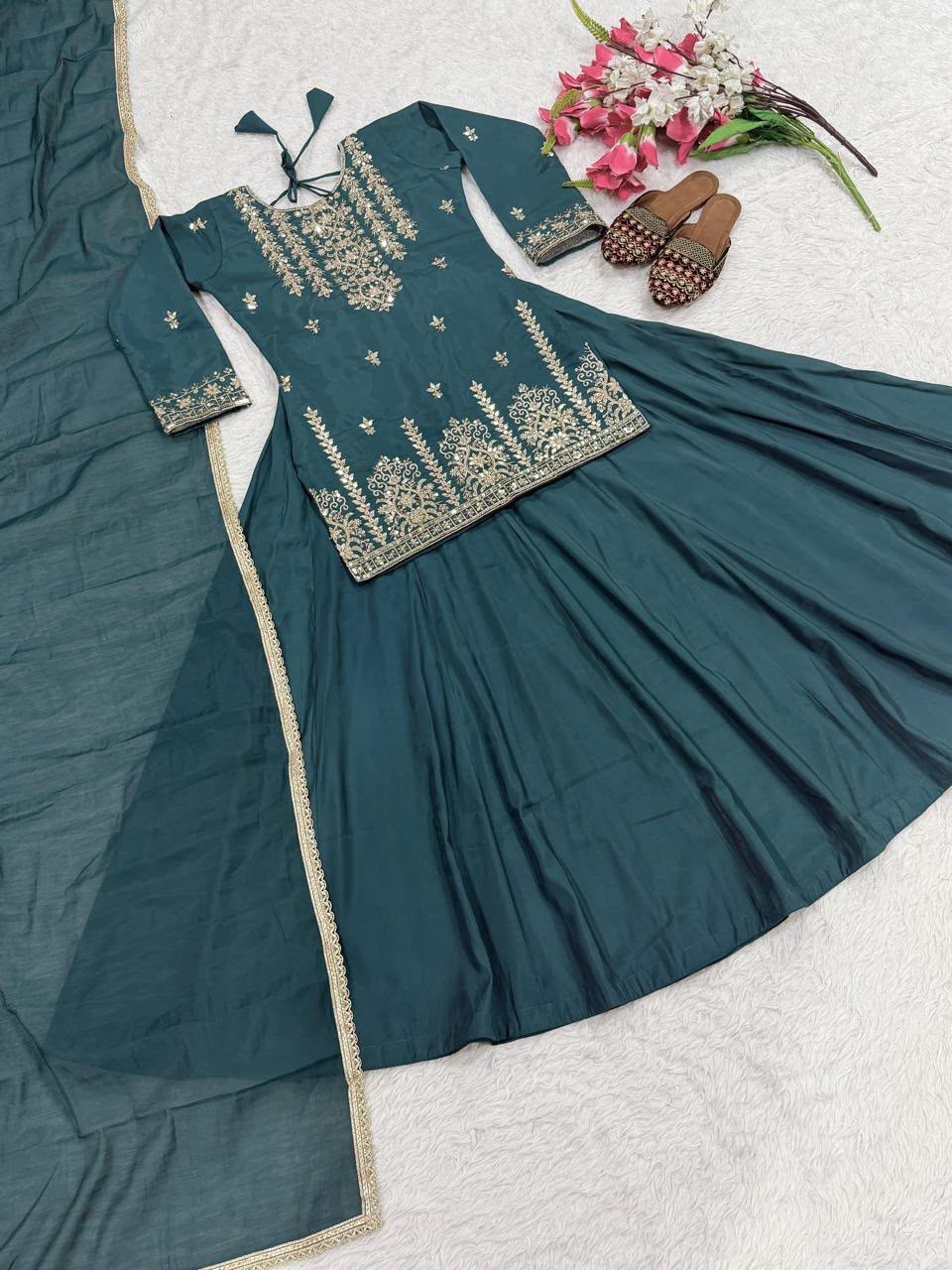 Designer Party Wear Look Top , Lehenga  and Dupatta