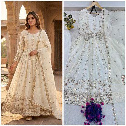 FESTIVAL SPECIAL HEAVY EMBROIDERY SEQUENCE WORK GOWN PENT & DUPATTA SET