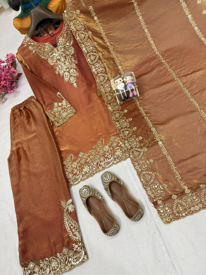 ENHANCE THE BEAUTY OF YOUR WARDROBE WITH THIS NEWLY LAUNCHED KURTI PLAZZO SET WITH BEAUTIFUL FRENDY SILK DUPATTA