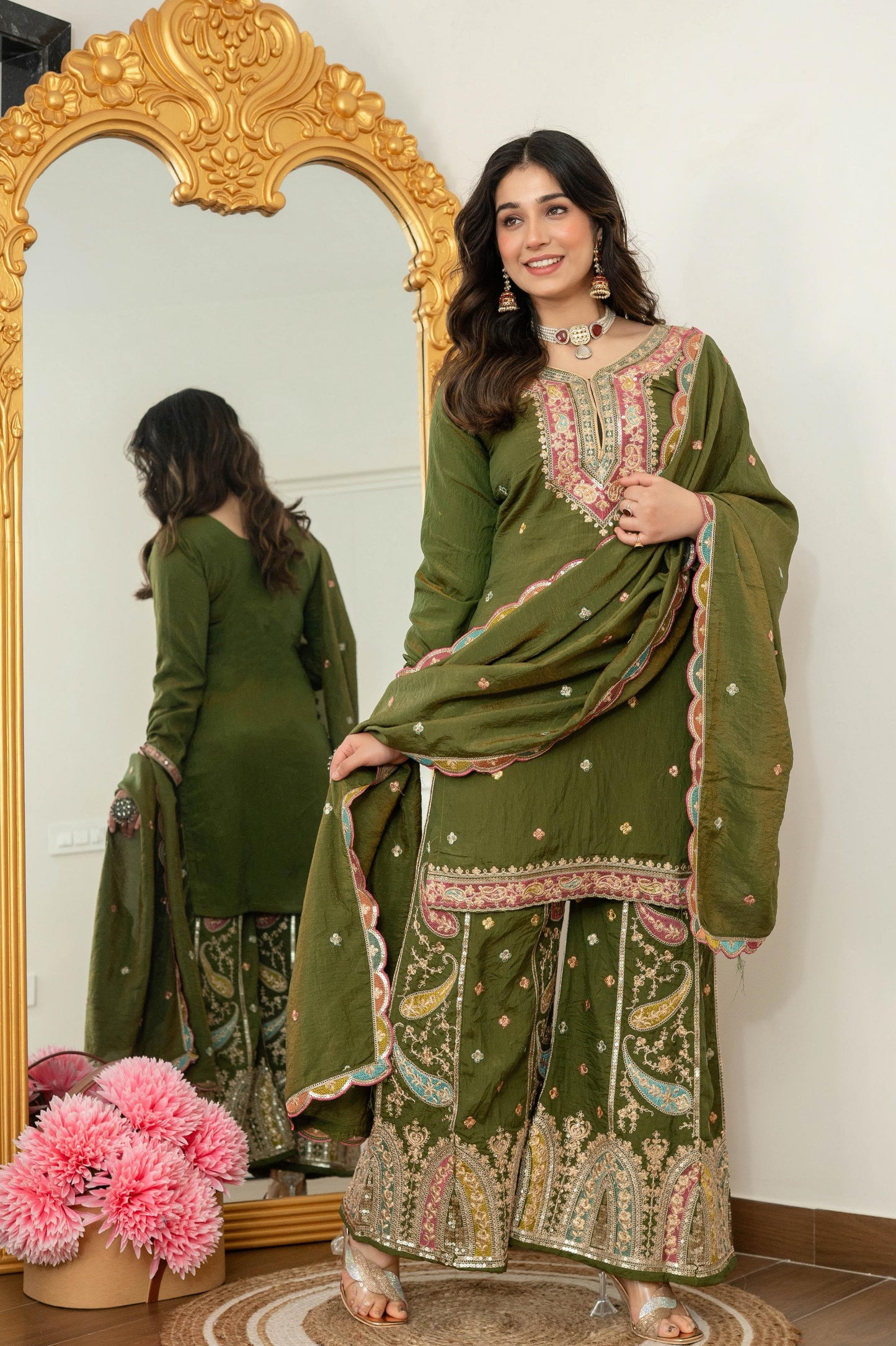Party wears Sharara Suit & Dupatta Set