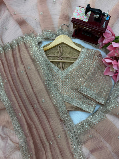 Designer Saree – Elegance Redefined ✨ Fall in love with this stunning saree in an eye-catching shade, crafted with finesse and rich detailing. A perfect blend of grace and glam!