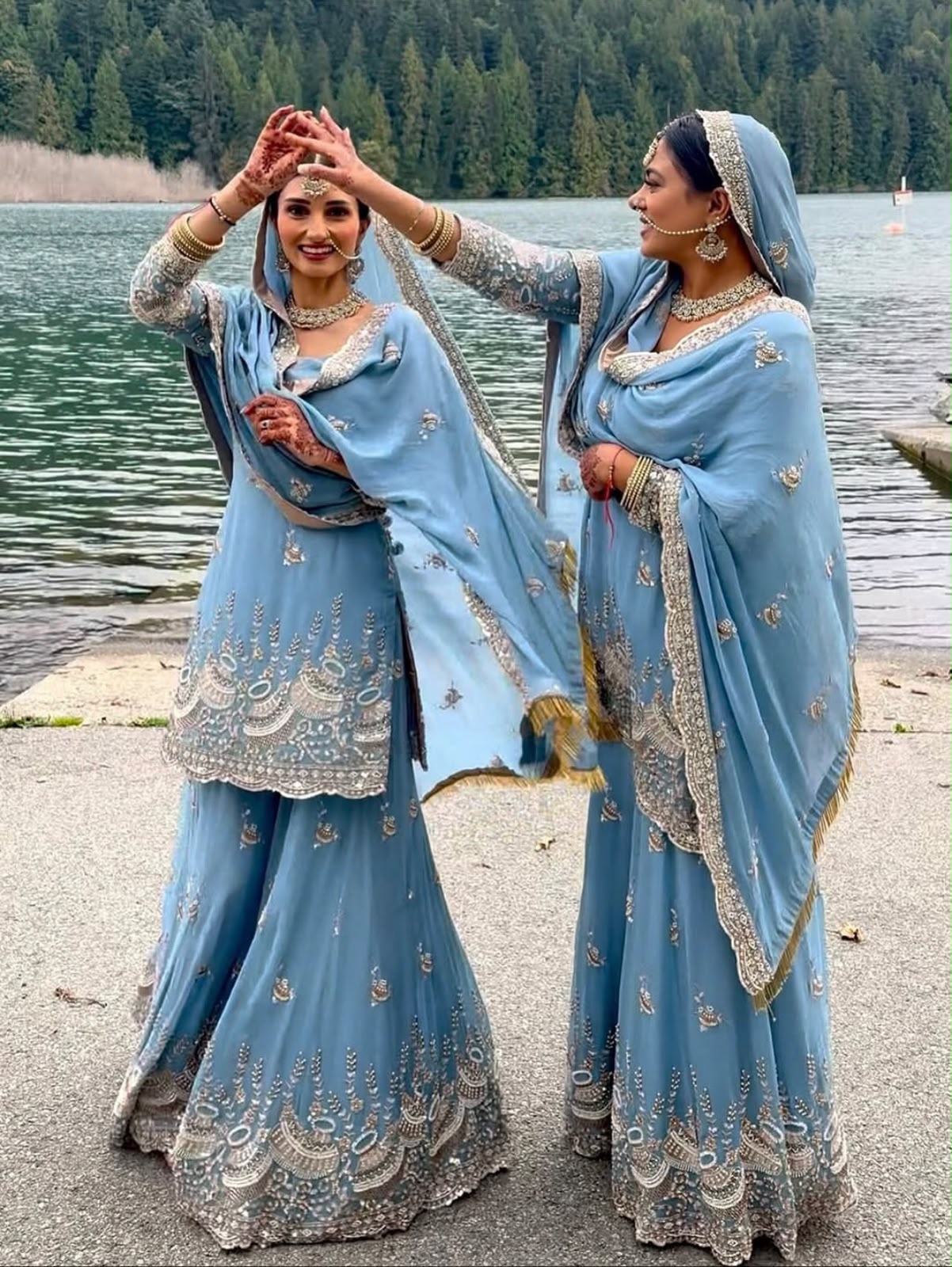 3 PIECES KURTI, PLAZZO & DUPATTA WITH ORIGINAL BEADS CUT DANA WORK
