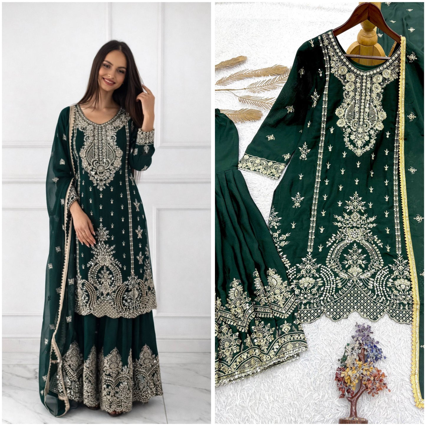 Ready To Wear Collection 3 Piece Fancy Top With Beautiful Sharara And Dupatta