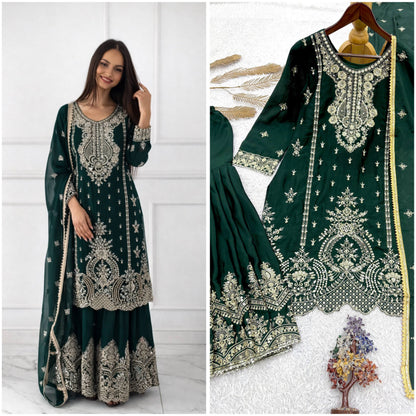 Ready To Wear Collection 3 Piece Fancy Top With Beautiful Sharara And Dupatta