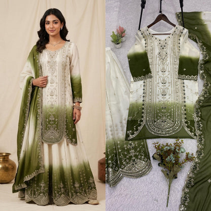 THIS WEDDING SEASON WEAR OUR BEAUTIFUL SEQUENCE EMBROIDERED TOP , PLAZZO WITH DUPATTA
