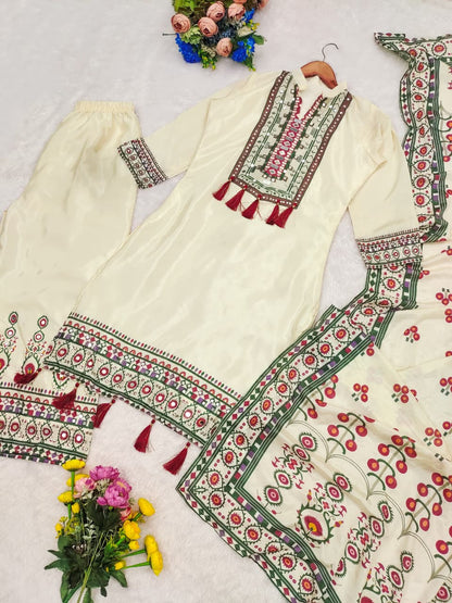 Bring elegance & shine to your festive look with this *premium Chinnon Silk 3-Piece Set*