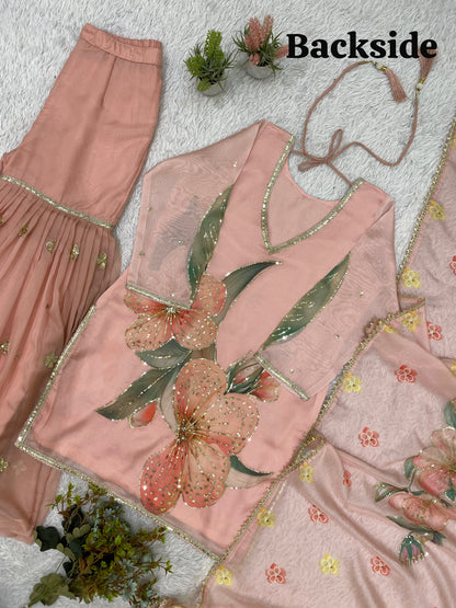WEDDING SEASON WEAR OUR BEAUTIFUL SEQUENCE EMBROIDERED WORKED TOP , SARARA WITH DUPATTA