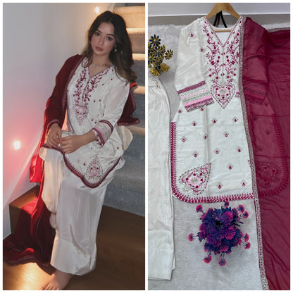 NEW LUNCH FESTIVAL SPECIAL DESIGNER HEAVY EMBROIDERY SEQUENCE WORK TOP PENT WITH DUPATTA SET