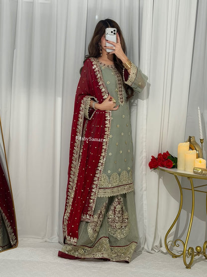 THIS FESTIVAL SEASON WEAR OUR BEAUTIFUL TOP ,PLAZZO AND DUPATTA  WITH SEQUENCE EMBROIDERED WORKED