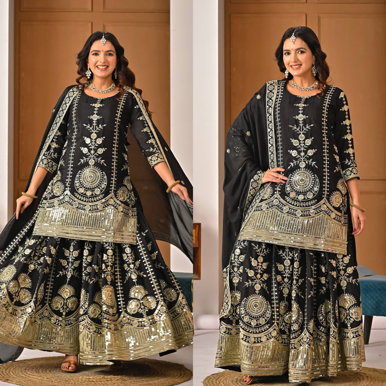Designer Party Wear Look Top , Sharara Plazzo  and Dupatta