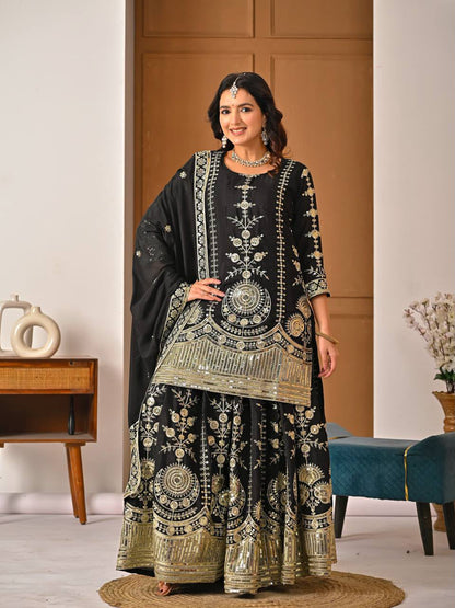 Designer Party Wear Look Top , Sharara Plazzo  and Dupatta