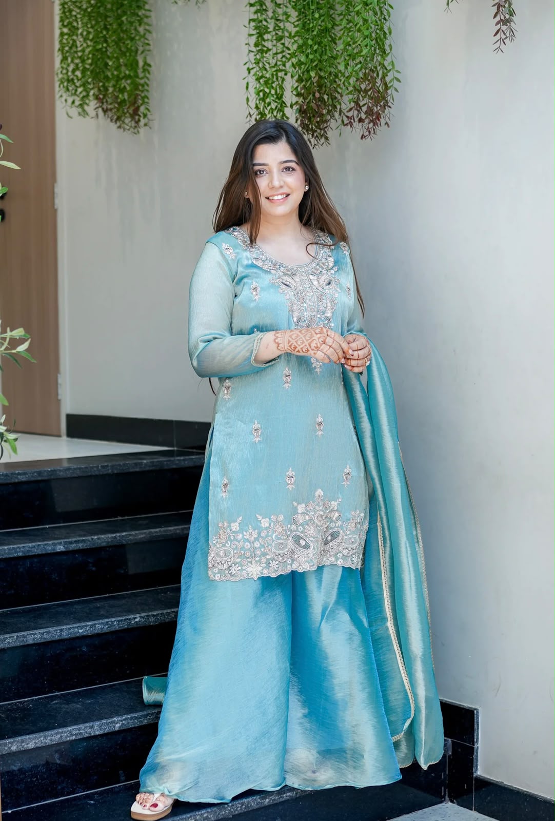 Ready-made Collection With Silky 😍 Silk And Heavy Embroidery Sequence Work Top-Bottom And Dupatta Set Fully Stitched Ready To Wear Collection