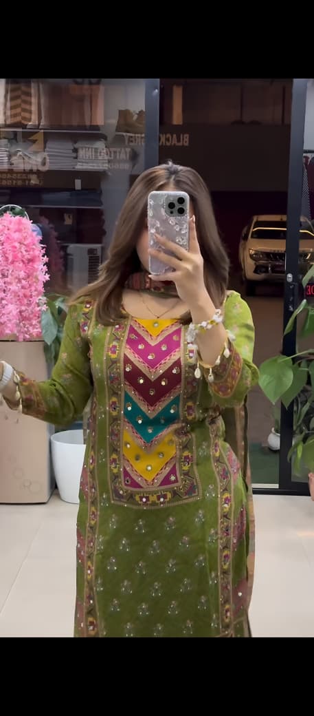 Digital Print Set with Real Mirror Work 💫 🔥 Fully Stitched | Ready to Wear | Classy Look at Best Price!