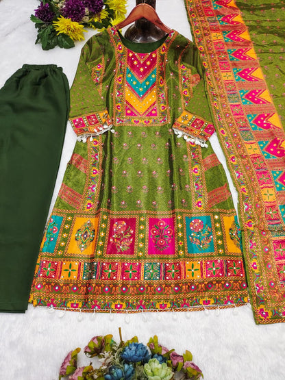 Digital Print Set with Real Mirror Work 💫 🔥 Fully Stitched | Ready to Wear | Classy Look at Best Price!