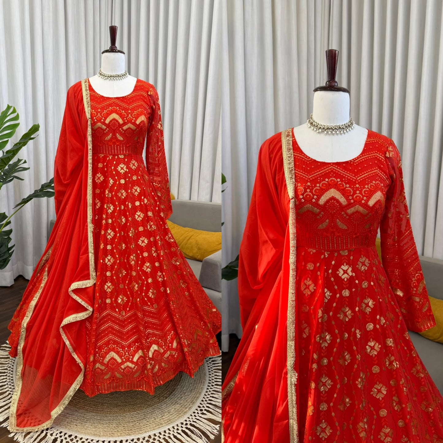 Designer Plazoo with Gown Set – Elegant Ethnic Wear ✨ 🎀 Crafted in Classy Tones with Premium Fabric & Detailing