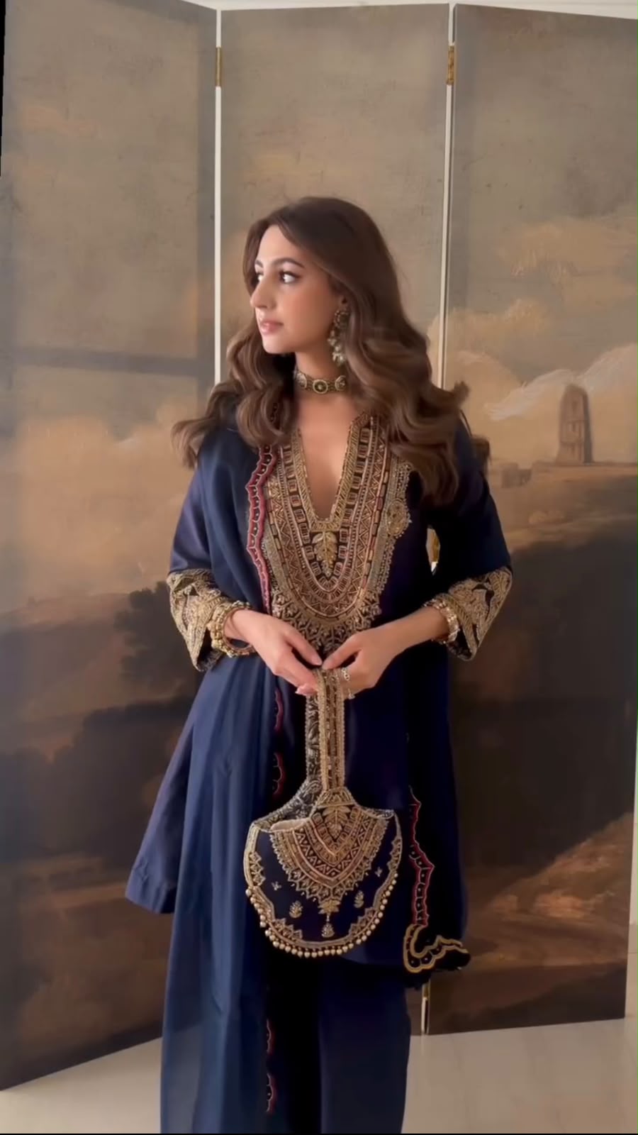 Rakhi special Pure Heavy Roman silk Top Bottom Dupatta Set With